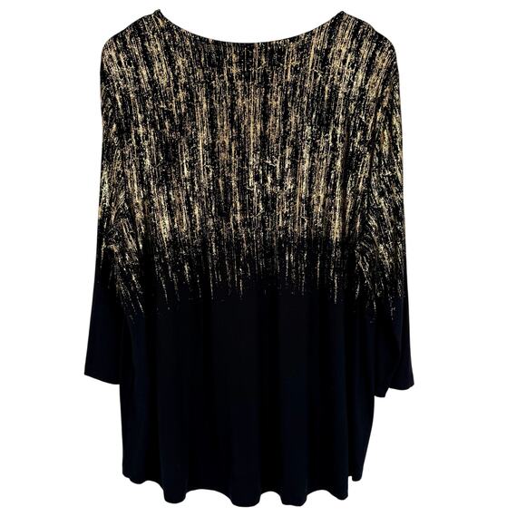 JM Collection Plus Size XXL 2X Gold Sparkly Black Formal Blouse Shirt Top Dinner - Picture 8 of 8